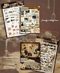 Kit de stickers d'enquête vintage avec cartes d'indices pour puzzle et journaling