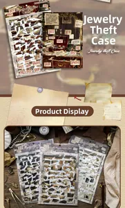 Détail de packs d'autocollants mystère de détective vintage pour scrapbooking créatif