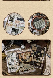 Vue détaillée du jeu de puzzle de détective avec accessoires rétro sur un bureau en bois
