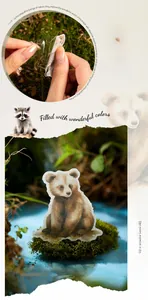 Detailed view of forest animal washi stickers with adhesive backing and hand-drawn designs