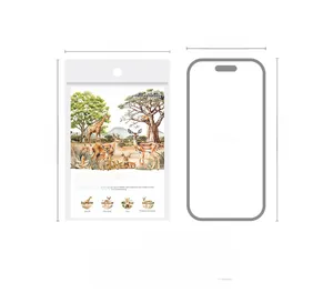 Animal themed stickers size guide showing 95x146mm pack next to a mobile phone silhouette