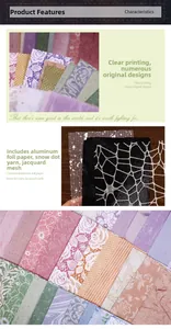 Bastelset für Scrapbooking mit Blumenfolienpapier, Schneeflockentüll und Jacquard-Netzstoff