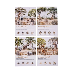 50pcs Animal United stickers featuring realistic wildlife illustrations on white background