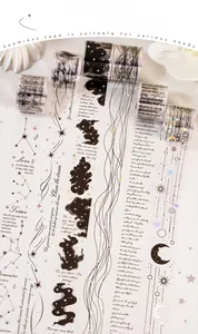 Détails du ruban washi Starry Sky Poet avec constellations et poèmes dorés au laser