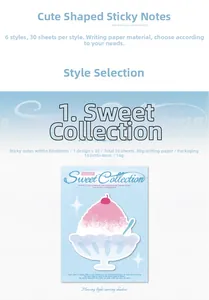 Detailansicht süße Klebezettel Lucky Shaved Ice mit 30 Blatt hochwertigem Schreibpapier
