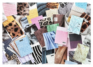 Detail of Korean style decorative paper cards with leopard, zebra, and knit textures