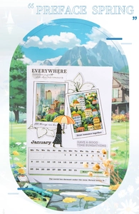 Dettaglio dell'adesivo del calendario di gennaio con illustrazioni primaverili per DIY