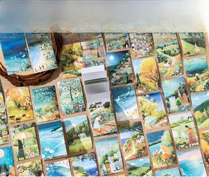 Set di 50 adesivi con illustrazioni di paesaggi primaverili per decorare diari e planner