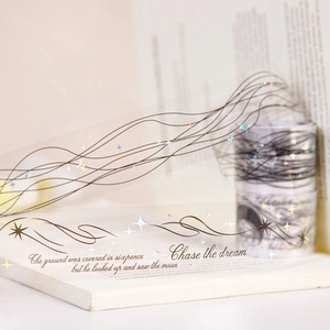 Ruban décoratif PET Starry Poet avec motifs d'étoiles laser et citations en anglais