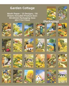 Dettaglio di 50 adesivi washi paesaggio primaverile per scrapbooking e decorazioni fai da te