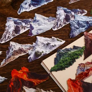 Vintage Mountain Scenery Paper Stickers For Scrapbooking Natural Landscape Printed Decorative Journaling Stickers Aesthetic Stationery Supplies