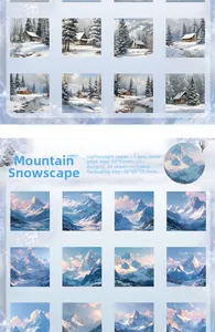 Macro view of 24 pieces winter snow theme scrapbooking papers in 55mm square size