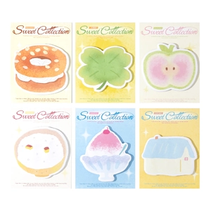 Collezione Sweet set di 6 foglietti adesivi acquerello con cibo e illustrazioni di casa
