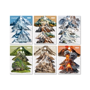 Retro Story hill series sticker pack featuring 16 pieces of mountain landscape designs