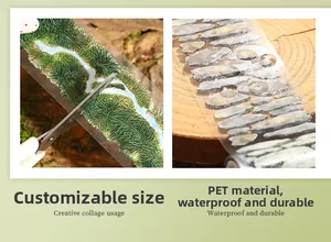 Waterproof PET decorative tape with stone and lawn textures for DIY scrapbooking