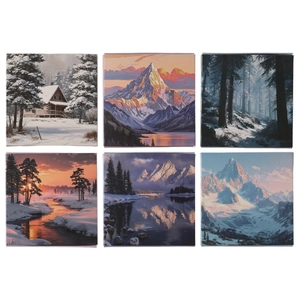 Papel decorativo de temática invernal con paisajes de nieve para manualidades
