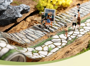 Detailed PET tape featuring realistic stone path patterns and miniature scenery decoration