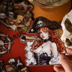 Autocollant de pirate vintage avec personnage féminin pour scrapbooking et collage