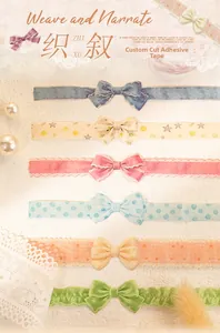 Close-up of six vintage bow-themed die-cut washi tapes for DIY journaling decoration