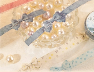 Creative bowknot ribbon masking tape set for DIY scrapbooking with denim and star patterns