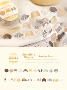 Detail von niedlichem Welpen-PET-Klebeband für DIY-Scrapbooking mit 15 mm Breite
