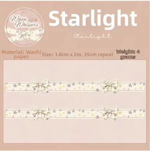 Specifications of ribbon and bow washi tape showing 1.8cm width and 2m length