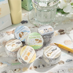 Cute dog series PET decorative tape set with puppy patterns for DIY journaling crafts