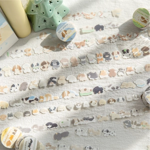Cute cartoon dog theme PET masking tape with diverse dog illustrations for DIY crafts