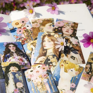 Libro de pegatinas Art Nouveau con ilustraciones florales de Klimt y pan de oro vintage