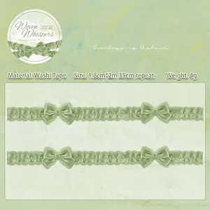 Green lace bow washi tape for journaling from the Woven Whispers series 1.8cm x 2m