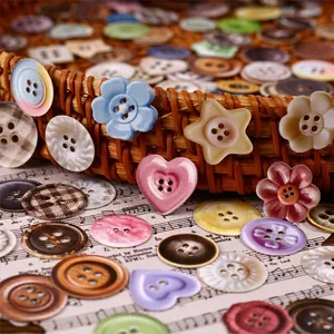 Paquete de pegatinas Retro Story con botones decorativos variados para scrapbooking