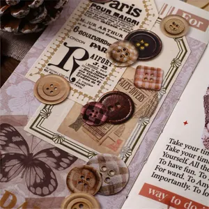 Set de pegatinas de botones vintage para scrapbooking con texturas retro y diseño