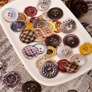 Set de pegatinas Retro Story tema botones con patrones vintage para scrapbooking