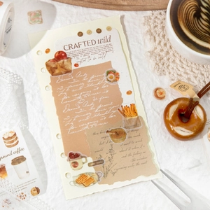 Retro coffee and food theme washi tape set for DIY journaling and artistic decoration