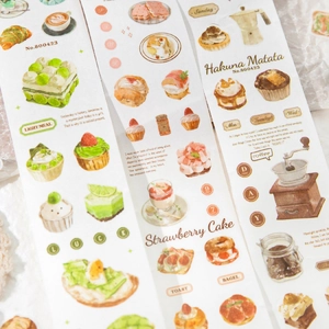 Watercolor food theme decorative washi tape with cakes and coffee for DIY planners