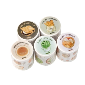 Weekend Coffee Club decorative washi tape set featuring hand-drawn café food illustrations