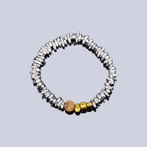 Handmade Irregular Alloy Beaded Bracelet With Artificial Opal For Men Women Commuter Minimalist Style Jewelry Gift