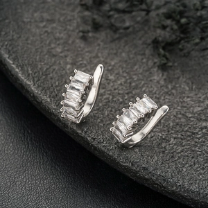 Clip de Cartilage Minimaliste en Argent avec Zirconia Baguette Cuivre Incrusté de Strass Bijoux pour Hommes et Femmes