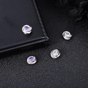 Orecchini a Clip Magnetici in Rame Mobius Unisex Intarsio di Strass Viola Bianco Senza Foro Orecchini alla Moda Gioielli