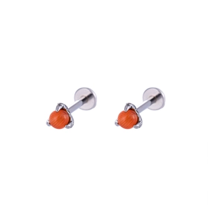 Dragon claw stud earrings with orange zircon stones set in durable titanium steel