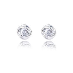 Orecchini a clip Mobius in argento con pietre di zirconia e design a spirale