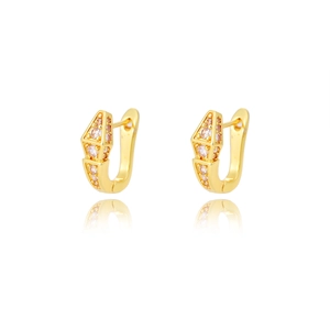 Luxurious geometric gold-plated zircon stud earrings with sparkling cubic zirconia inlay