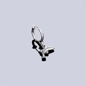Boucles d'oreilles créoles en acier poli avec pendentif dauphin 3D pour hommes et femmes
