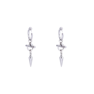 Boucles d'oreilles créoles en acier inoxydable avec barre en T et pendentif cône pointu