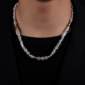 Korean Minimalist Hematite Beaded Necklace For Men Women Gold Silver Plated Geometric Cold Style Fashion Accessory Jewelry