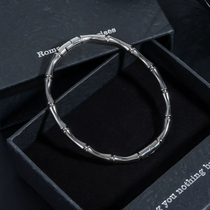 Minimalist Stainless Steel Bamboo Joint Bangle Bracelet For Men Women Oriental Style Polished Silver Hand Jewelry Gift