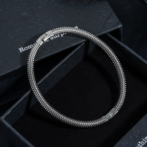 Stainless Steel Threaded Multi-layer Bracelet Modern Industrial Style Polished Silver Bangle Men Women Fashion Jewelry