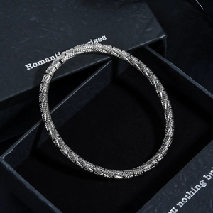 Minimalist Stainless Steel Braided Texture Bangle For Men Women Trendy Industrial Style Geometric Twisted Metal Wristband Jewelry