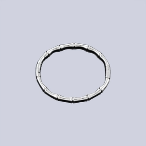 Polished stainless steel bamboo joint bracelet with a secure hidden clasp for unisex wear