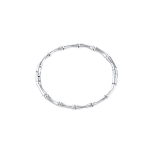 Minimalist stainless steel bamboo joint bangle with a polished silver-tone finish
